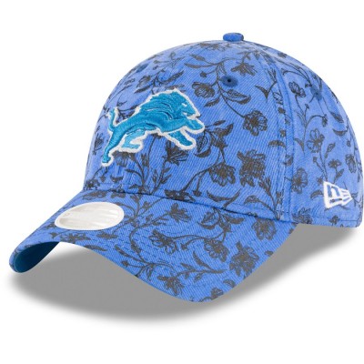 Women's Detroit Lions New Era Blue Floral Peek 9TWENTY Adjustable Hat 3066825